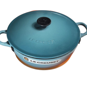 Le Creuset Caribbean Blue Cookware Enameled Dutch Oven Cast Iron Lid Size 22